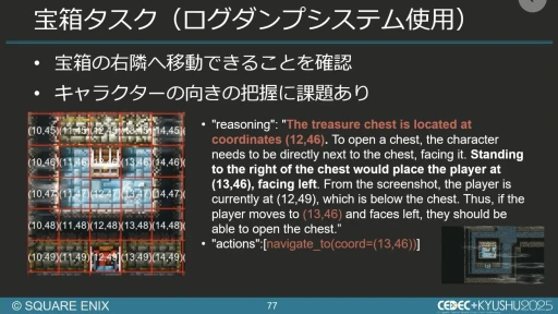 画像ギャラリー No.061のサムネイル画像 / 生成AIを活用したQA工数削減の試み。スクエニと東大・松尾研究室の共同研究を紹介するセッションをレポート［CEDEC+KYUSHU 2025］