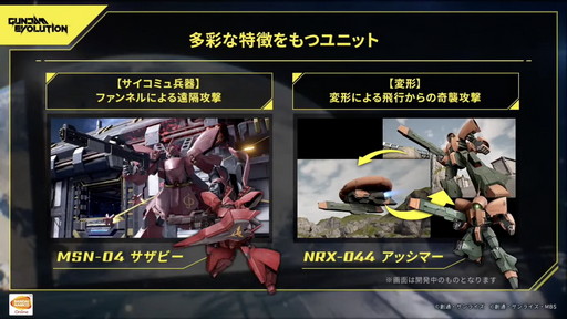 画像ギャラリー No.002のサムネイル画像 / 新作ガンダムFPS「GUNDAM EVOLUTION」の公式番組をレポート。CBTで使用可能なユニットとゲームのルールを紹介