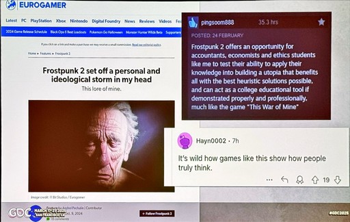 画像ギャラリー No.006のサムネイル画像 / ［GDC 2025］「Frostpunk 2」におけるシステムとナラティブの融合。11 bit studiosのJakub Stokalski氏がGDCで語った開発哲学