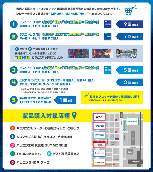 画像ギャラリー No.002のサムネイル画像 / IntelのK型番CPU購入で周辺機器が当たる抽選会を9月3日に秋葉原で開催