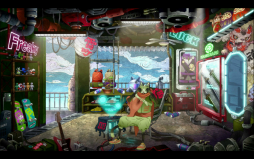 画像ギャラリー No.004のサムネイル画像 / 和風でサイバーパンクな仮想世界を舞台にしたADV「浮世」を紹介。サムライネコのカイが現実世界に戻る冒険を描く