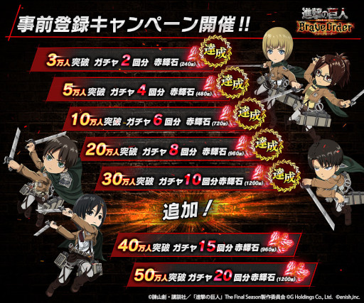 画像ギャラリー No.003のサムネイル画像 / 「進撃の巨人 Brave Order」“新春運だめしプレゼントキャンペーン”が開催
