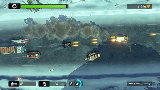 画像ギャラリー No.004のサムネイル画像 / トイボックス，「Gearshifters」（Switch/PS4）の国内配信を本日スタート。運び屋となって危険な任務に挑むカーレース・バトルSTG