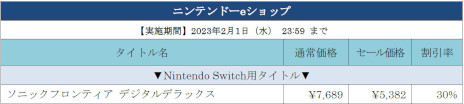画像ギャラリー No.011のサムネイル画像 / 「セガ スペシャルウィンターセール2023」がスタート。「ソニックフロンティア デジタルデラックス」などPS5/PS4向け40タイトル以上が対象