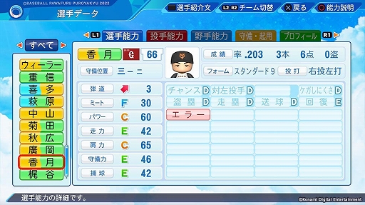 画像ギャラリー No.004のサムネイル画像 / 「パワプロ2022」「プロスピ2021」,最新の選手データを反映する無料アップデートを7月21日に実施。追加選手11名の能力データも公開