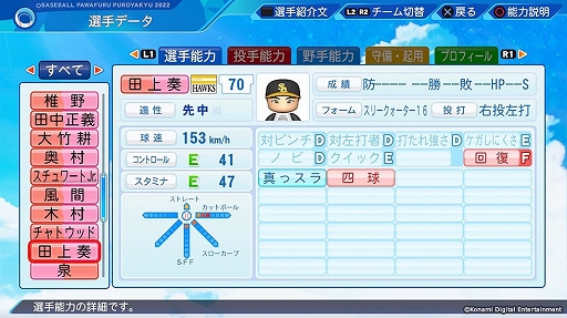 画像ギャラリー No.011のサムネイル画像 / 「パワプロ2022」「プロスピ2021」,最新の選手データを反映する無料アップデートを7月21日に実施。追加選手11名の能力データも公開