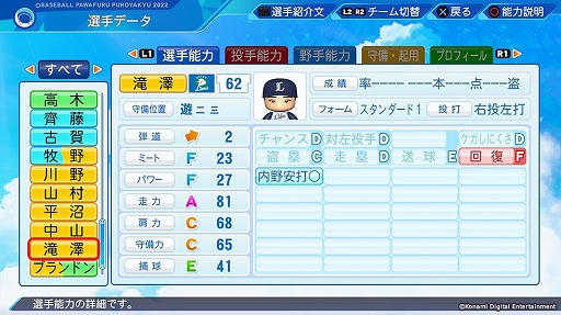 画像ギャラリー No.012のサムネイル画像 / 「パワプロ2022」「プロスピ2021」,最新の選手データを反映する無料アップデートを7月21日に実施。追加選手11名の能力データも公開