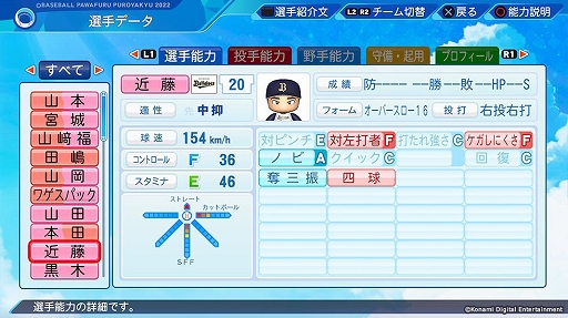 画像ギャラリー No.013のサムネイル画像 / 「パワプロ2022」「プロスピ2021」,最新の選手データを反映する無料アップデートを7月21日に実施。追加選手11名の能力データも公開