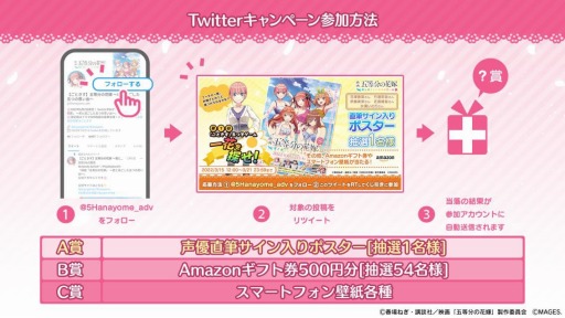 画像ギャラリー No.001のサムネイル画像 / 「映画『五等分の花嫁』〜君と過ごした五つの思い出〜」Twitterキャンペーンを3月15日より開催