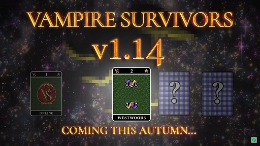 画像ギャラリー No.001のサムネイル画像 / 「Vampire Survivors」,ギャンブル要素の高いチャレンジステージ“Westwoods”などを紹介するv.1.14の新たなトレイラーを公開