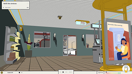 画像ギャラリー No.005のサムネイル画像 / ［GDC 2022］小規模店舗経営シム「Flat Eye」。AIに命じられるままに客への対応を求められる，ディストピアな世界観に注目