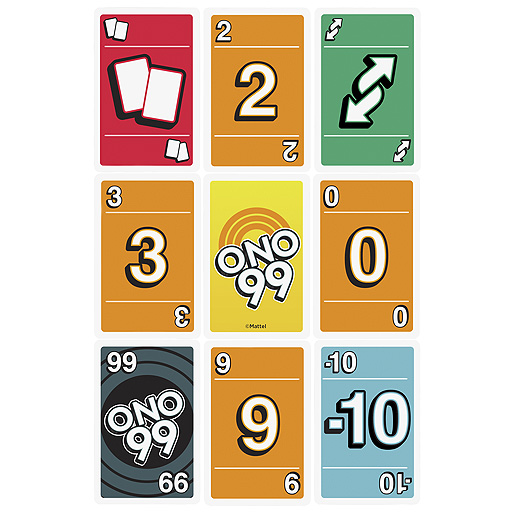 画像ギャラリー No.004のサムネイル画像 / UNOシリーズの足し算ゲーム「ONO 99」5月下旬発売。順番にカードを出し，どれを出しても場のカードの合計が99以上になる人から脱落していく