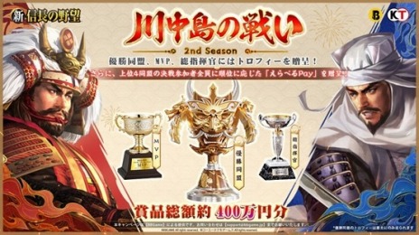 画像ギャラリー No.003のサムネイル画像 / 頂点に輝くのはどの同盟か。「新信長の野望」大規模PvPコンテンツ“川中島の戦い 同盟頂上合戦Season2”の決勝戦を4月16日に配信