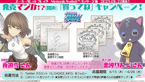 画像ギャラリー No.001のサムネイル画像 / 「スーパーバレットブレイク」,声優の恋汐りんごさん,夜道 雪さんの直筆サイン色紙が当たるPRキャンペーン第3弾を開始