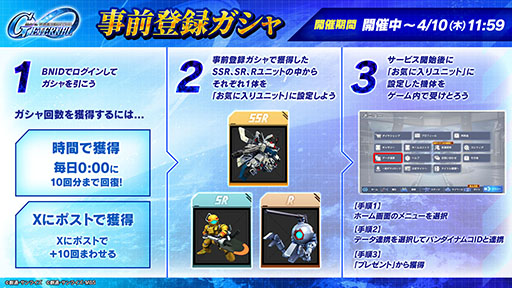 画像ギャラリー No.002のサムネイル画像 / 「SDガンダム ジージェネレーション エターナル」SSR，SR，Rのユニットを1体ずつ獲得可能な事前登録ガシャを4月10日まで実施中