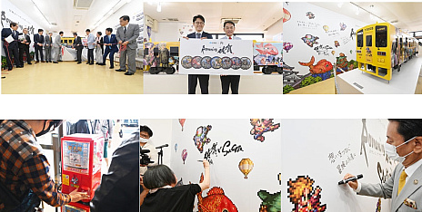 画像ギャラリー No.005のサムネイル画像 / 「ロマンシング佐賀2022」，県内イベントの開始を祝って，JR唐津駅でラッピング列車の出発式を実施