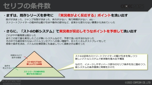 画像ギャラリー No.006のサムネイル画像 / ［CEDEC 2023］「スト6」の対戦を盛り上げる「自動実況機能」は，どのように作られたのか。システム構築や技術を解説するセッションをレポート