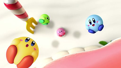 画像ギャラリー No.003のサムネイル画像 / Switch「カービィのグルメフェス」発表。最大4人のカービィ達が食べたイチゴの量を競い合う対戦アクションゲームで，2022年夏配信開始