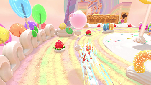 画像ギャラリー No.004のサムネイル画像 / Switch「カービィのグルメフェス」発表。最大4人のカービィ達が食べたイチゴの量を競い合う対戦アクションゲームで，2022年夏配信開始
