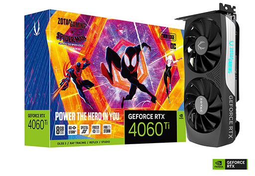 画像ギャラリー No.001のサムネイル画像 / ZOTACとGainward,PNYからもGeForce RTX 4060 Tiカードが発売に。映画「Spider-Man」とのコラボモデルも