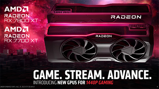 画像ギャラリー No.002のサムネイル画像 / ミドルハイ向けGPU「Radeon RX 7800 XT/RX 7700 XT」をAMDが発表。超解像技術「FSR 3」の最新情報も公開