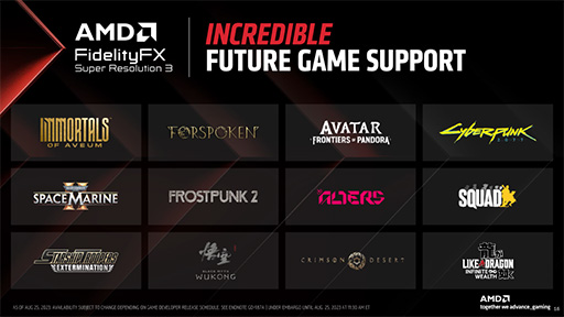 画像ギャラリー No.011のサムネイル画像 / ミドルハイ向けGPU「Radeon RX 7800 XT/RX 7700 XT」をAMDが発表。超解像技術「FSR 3」の最新情報も公開
