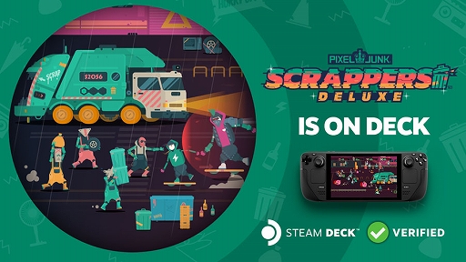 画像ギャラリー No.001のサムネイル画像 / Steam Deck向けに最適化された「PixelJunk Scrappers Deluxe」のデモ版が公開に。最大4人で協力してゴミであふれた街を掃除しよう