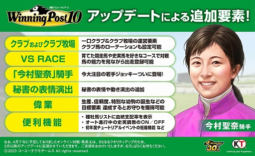 画像ギャラリー No.002のサムネイル画像 / 「Winning Post 10」,今村聖奈騎手やクラブ要素,VS RACEなどを追加するアップデートを実施