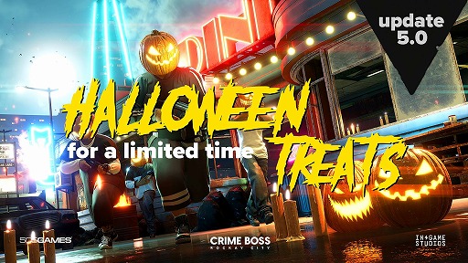 画像ギャラリー No.002のサムネイル画像 / 「Crime Boss: Rockay City」ハロウィンコンテンツを含む「UPDATE #5」配信開始。チェーンソーを振り回す「アングリー・ブッチャー」登場