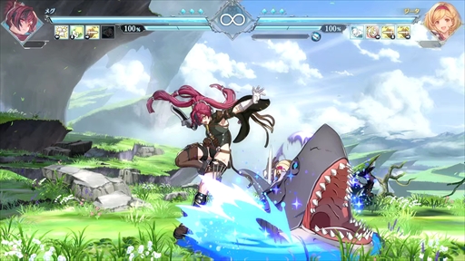 画像ギャラリー No.008のサムネイル画像 / ［プレイレポ］「GBVSR」のメグは，親友のまりっぺとサメのウルスラと共に三位一体で戦うスピードキャラクター