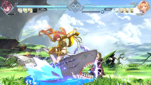 画像ギャラリー No.032のサムネイル画像 / ［プレイレポ］「GBVSR」のメグは，親友のまりっぺとサメのウルスラと共に三位一体で戦うスピードキャラクター