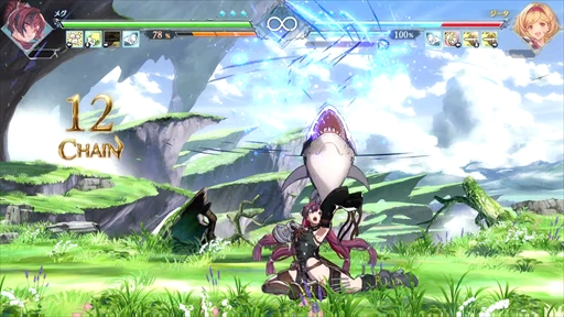 画像ギャラリー No.041のサムネイル画像 / ［プレイレポ］「GBVSR」のメグは，親友のまりっぺとサメのウルスラと共に三位一体で戦うスピードキャラクター