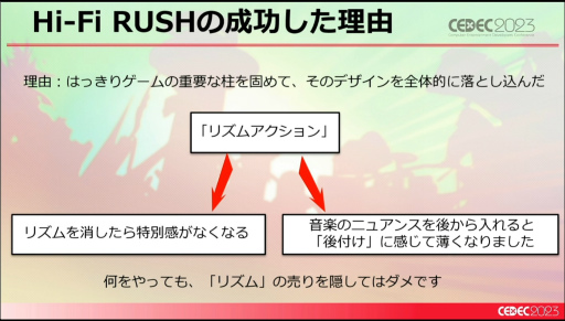 画像ギャラリー No.038のサムネイル画像 / ［CEDEC 2023］未経験ゼロからのスタート。「Hi-Fi RUSH」というリズムアクションゲームができるまで