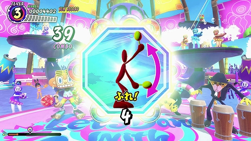 画像ギャラリー No.006のサムネイル画像 / 「サンバDEアミーゴ：パーティーセントラル」，マラカス（Joy-Con）を振るほかに，連打やスライド，動きをまねするポーズマークが登場