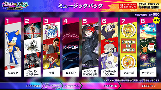 画像ギャラリー No.001のサムネイル画像 / Switch版「サンバDEアミーゴ」,ペルソナ5 ザ・ロイヤル ミュージックパックなどのDLC配信を開始