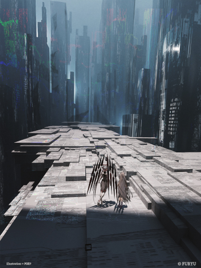 画像ギャラリー No.001のサムネイル画像 / 「クライマキナ／CRYMACHINA」，河底9氏が描く新たな世界観イメージイラストを公開。人類滅亡後の世界でたたずむ2人の少女は何を想う