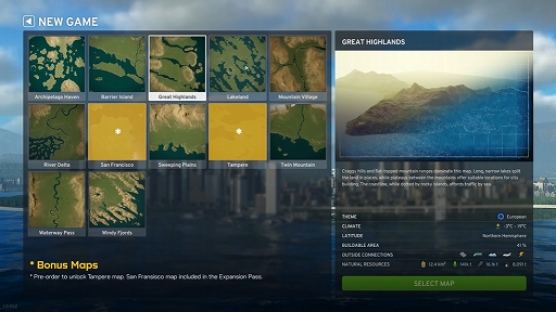 画像ギャラリー No.004のサムネイル画像 / 「Cities: Skylines II」のマップ領域は前作の5倍以上に拡張。高山地帯や島々など多様な環境や，さまざまなテーマのアセットも登場