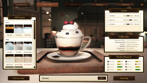 画像ギャラリー No.001のサムネイル画像 / ラテアートもできるコーヒーハウス経営シム「Espresso Tycoon」がリリース。最高の一杯でお客様をおもてなししよう