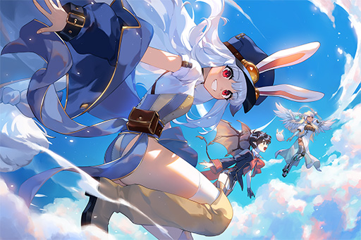 画像ギャラリー No.002のサムネイル画像 / 弾幕系横スクロールアクション「TEVI」のPC版,Switch版が本日発売。ウサ耳の少女を操り,場面に適した弾幕を使ってコンボの維持を目指す