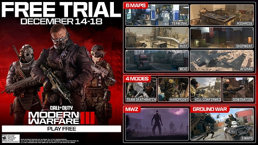 画像ギャラリー No.001のサムネイル画像 / 「Call of Duty: Modern Warfare III」，無料アクセスを12月15日3：00から実施。ミートを含む4つのマップやゾンビモードなどを体験できる