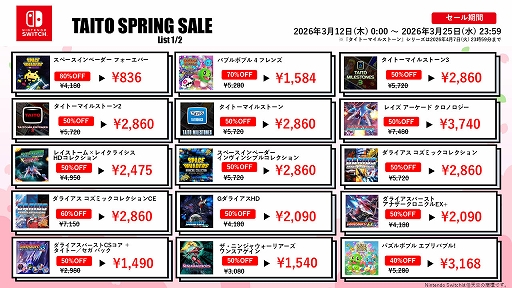画像ギャラリー No.002のサムネイル画像 / 「タイトーマイルストーン3」は50%オフ,「スペースインベーダー フォーエバー」は80%オフに。タイトー,DL版のセールを開始