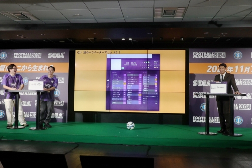 画像ギャラリー No.008のサムネイル画像 / 「Football Manager 2024」発表会レポート。元サッカー日本代表の槙野智章さんとお笑いコンビの東京ホテイソンが,緻密な選手データに驚愕