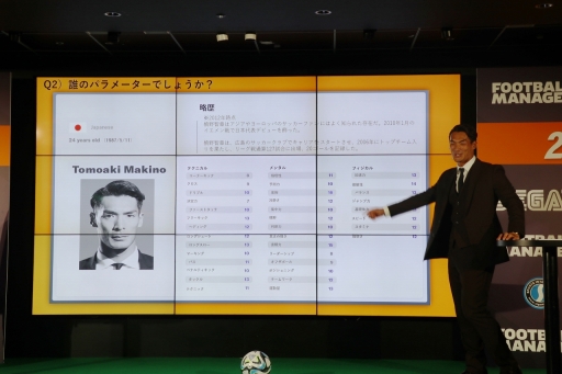 画像ギャラリー No.009のサムネイル画像 / 「Football Manager 2024」発表会レポート。元サッカー日本代表の槙野智章さんとお笑いコンビの東京ホテイソンが,緻密な選手データに驚愕
