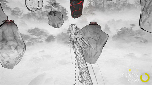 画像ギャラリー No.010のサムネイル画像 / ［TGS2023］エンドレス・ジャンプアクション「点睛」を遊んでみた。跳躍と降下，そして禅。水墨山水画風のアートが趣のある一本