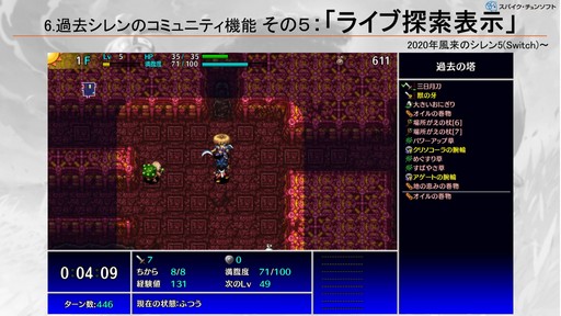 画像ギャラリー No.012のサムネイル画像 / 「風来のシレン」シリーズに実装された，ローグライクの先入観を乗り越えるコミュニティ機能の柔軟な発想とは？［CEDEC＋KYUSHU 2024］