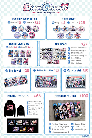 画像ギャラリー No.004のサムネイル画像 / ホロライブENメンバーがアメリカンダイナーに集う新グッズ「Diner Caravan」がAnime Expoで販売決定。会期後はオンライン販売も
