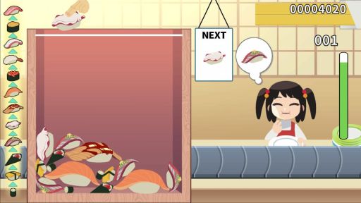 画像ギャラリー No.002のサムネイル画像 / お寿司をくっつけて，お客さんに提供しよう。落ち物系物理パズル「元祖 落とし寿司 めびうす」，本日配信開始