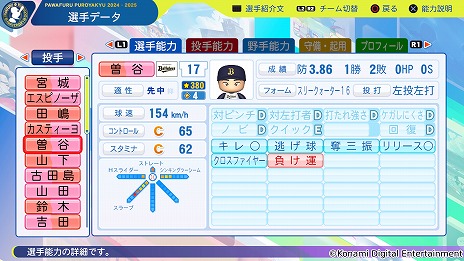 画像ギャラリー No.014のサムネイル画像 / 「パワフルプロ野球2024-2025」第7回アップデートを実施。2024年シーズン終了時点の選手データを反映,井上温大選手のフォークも変化