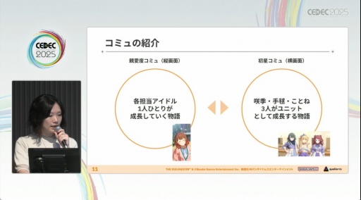 画像ギャラリー No.003のサムネイル画像 / 「学園アイドルマスター」のコミュができるまで。制約の中でも，演出と工夫でアイドルたちをより輝かせるために［CEDEC 2025］