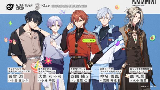 画像ギャラリー No.002のサムネイル画像 / 旅をテーマにした近未来おもてなしADV「18TRIP」,朝班「R1ze(らいず)」のキャラクター5人とキャストを公開